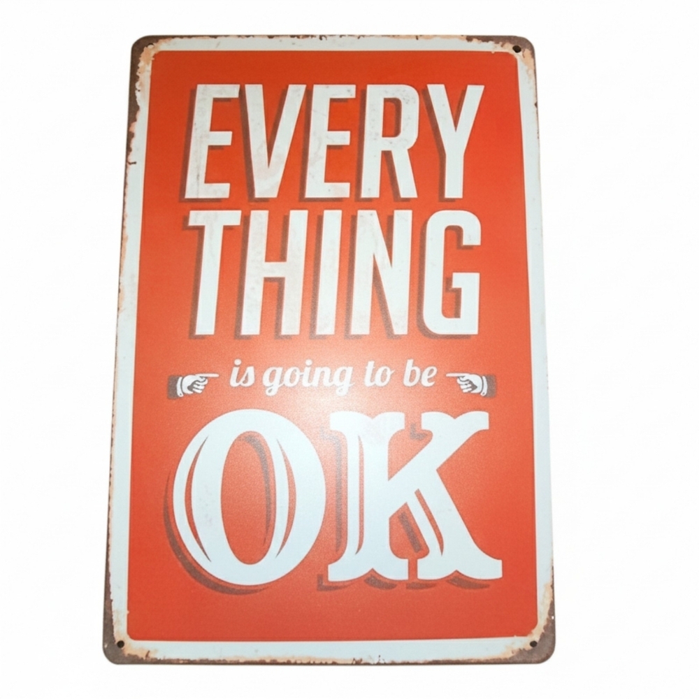 Vintage Style Orange Metal Sign